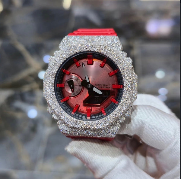 1:1 Red Iced Out Shocker Wrist Bling