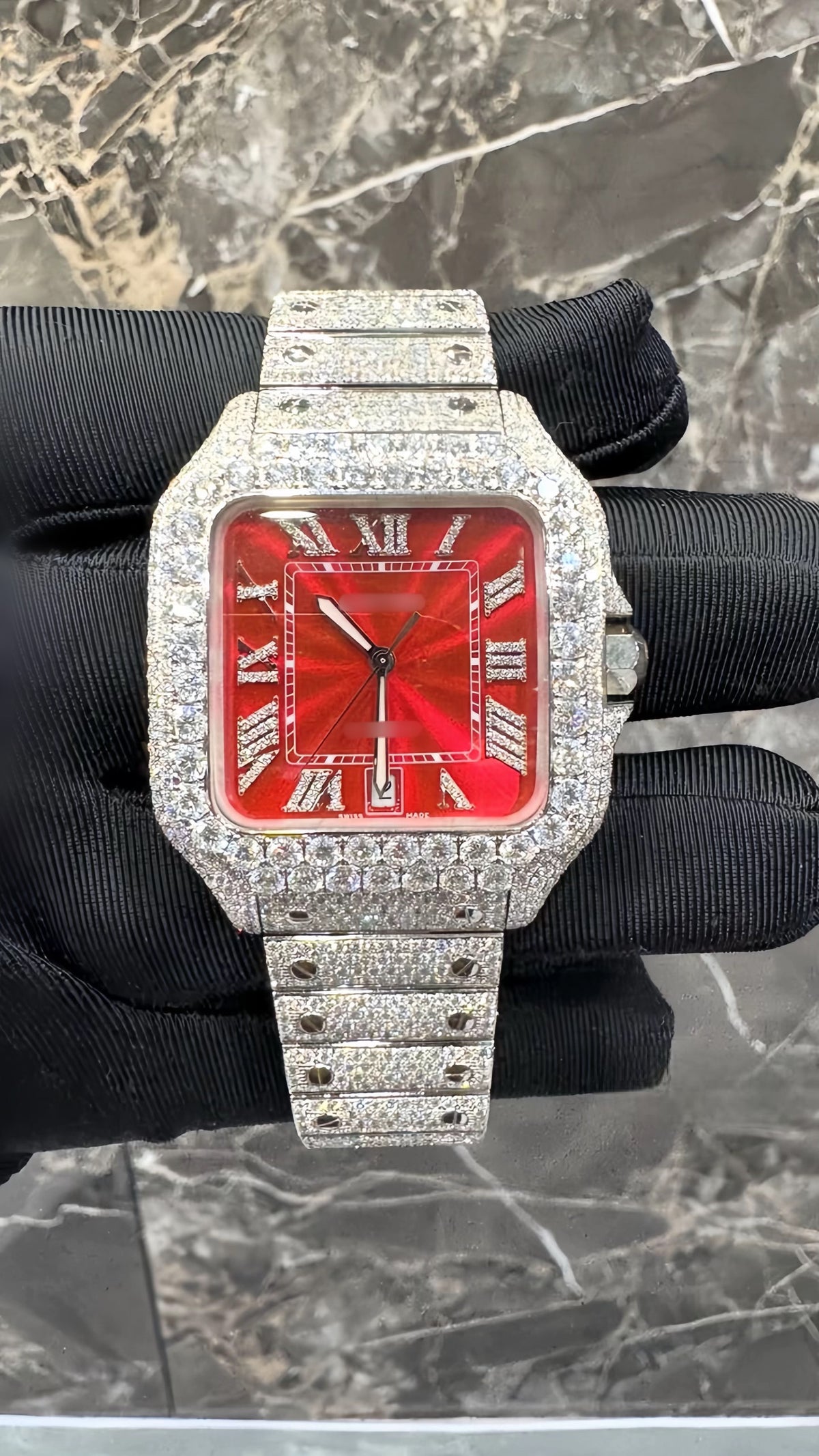 1:1 Iced Out Red Face Wrist Bling