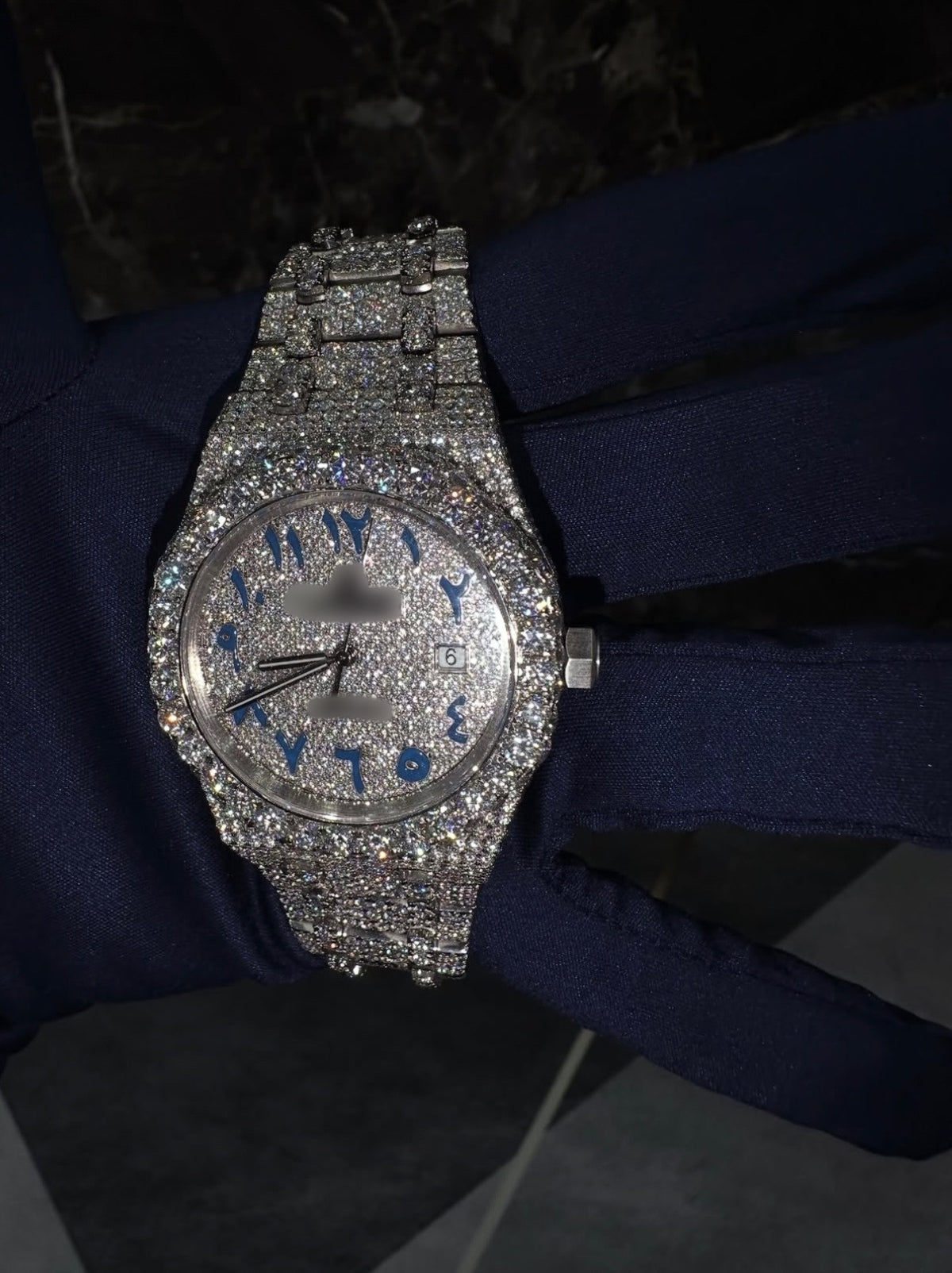 1:1 Iced Out Royal Blue Dial Wrist Bling
